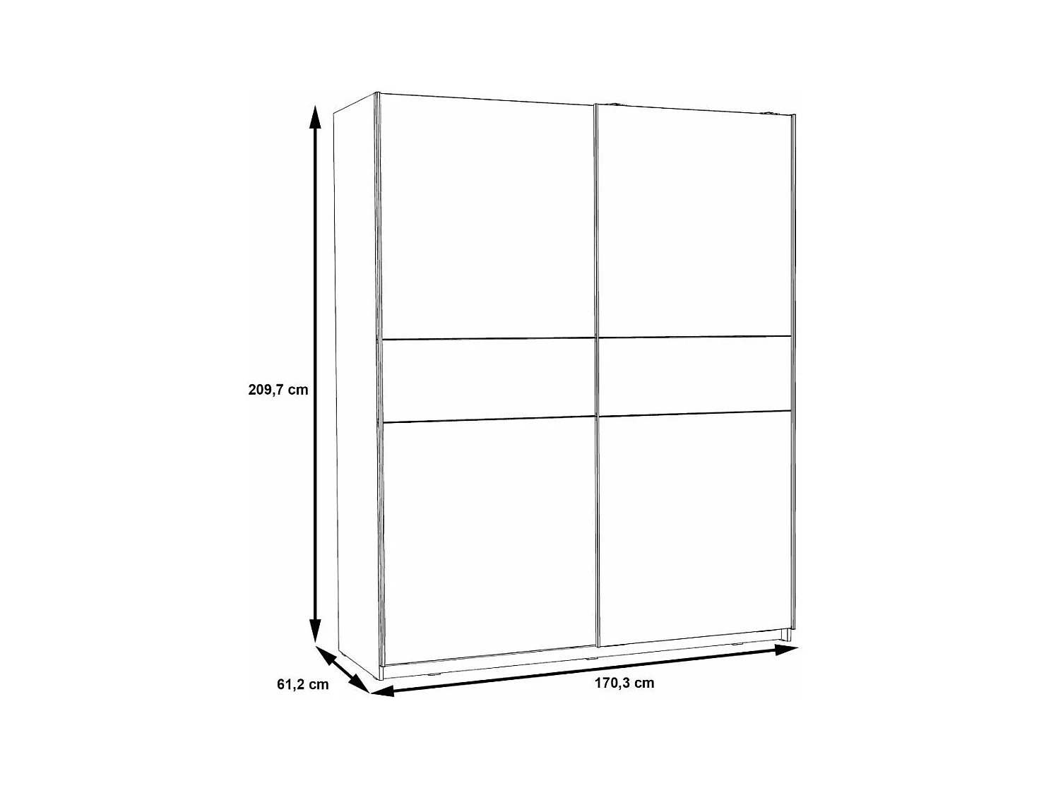 Armario de 210x170x61 cm de melamina con 2 puertas correderas en color blanco Winter 170