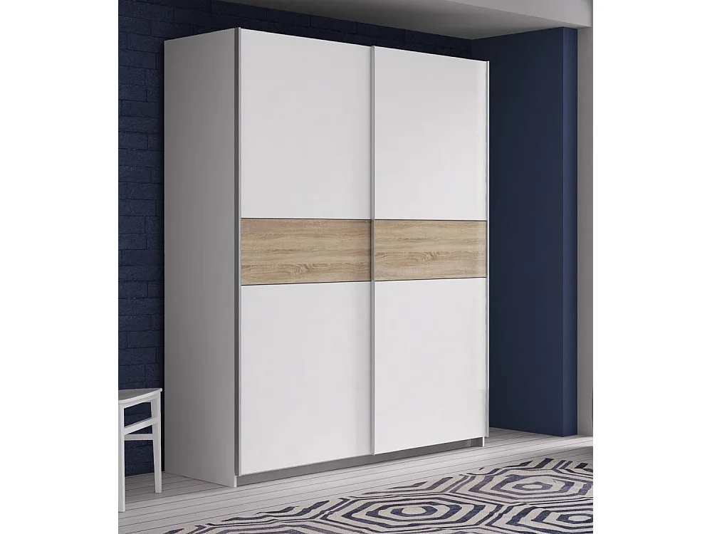 Armario de 210x170x61 cm de melamina con 2 puertas correderas en color blanco Winter 170
