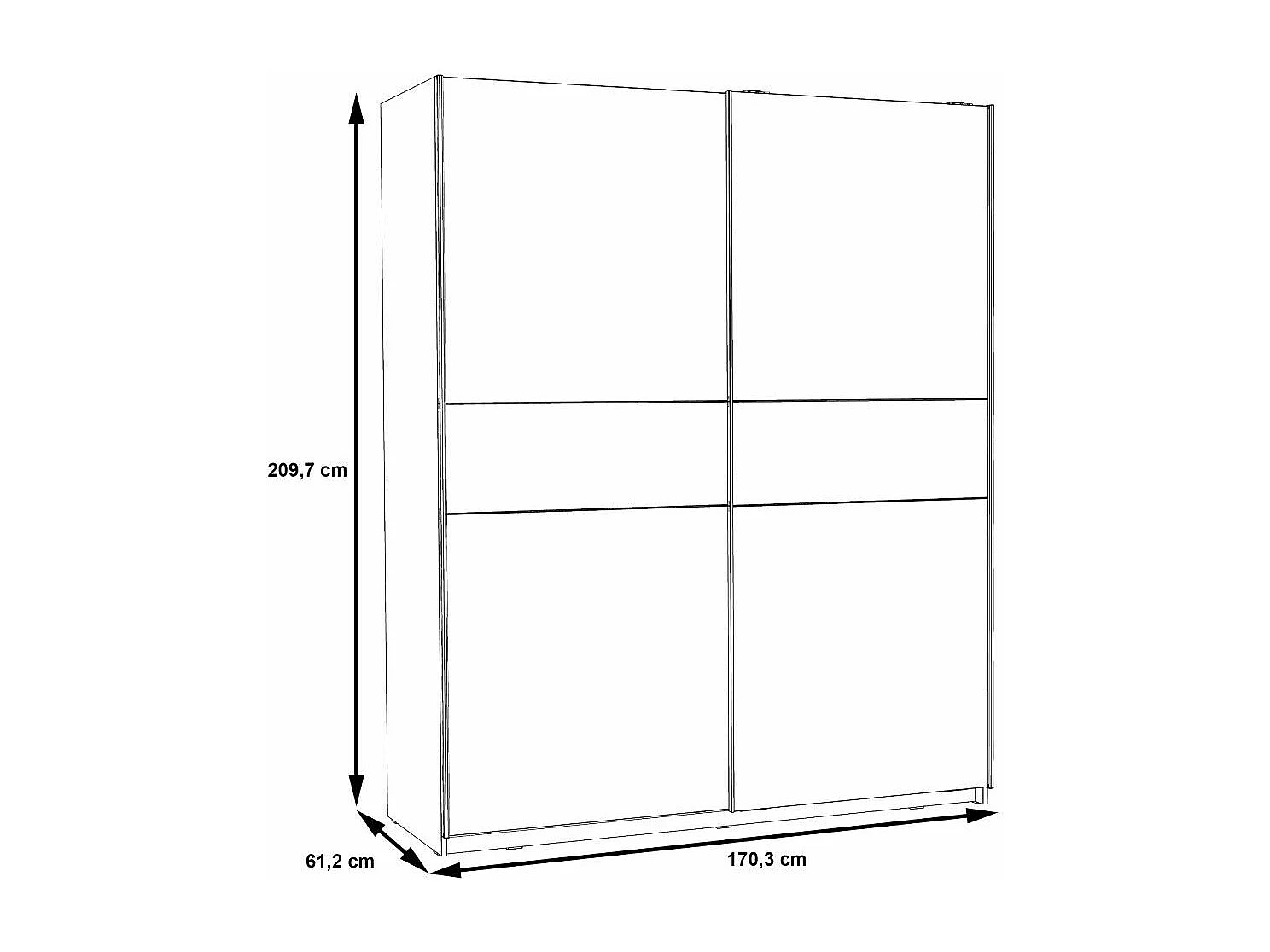 Armario de 210x170x61 cm de melamina con 2 puertas correderas en color blanco Winter 170