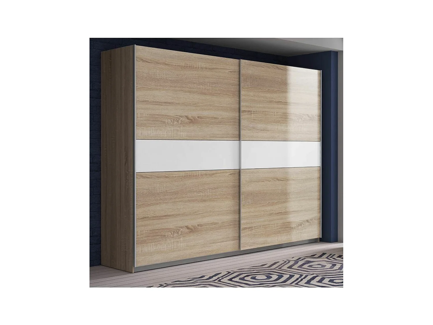 Armario de 210x270x61 cm de melamina con 2 puertas correderas en color roble Winter 270