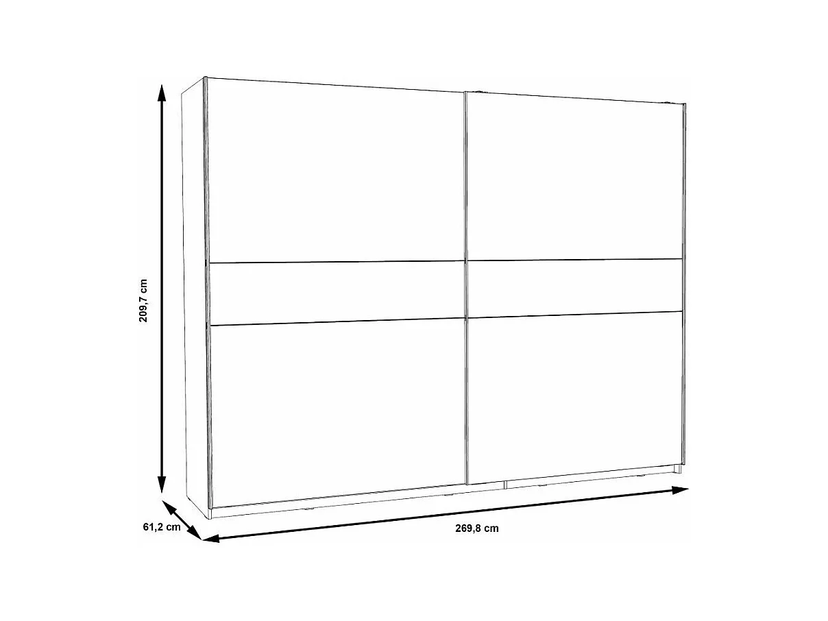 Armario de 210x270x61 cm de melamina con 2 puertas correderas en color roble Winter 270