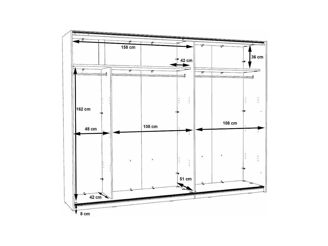 Armario de 210x270x61 cm de melamina con 2 puertas correderas en color roble Winter 270