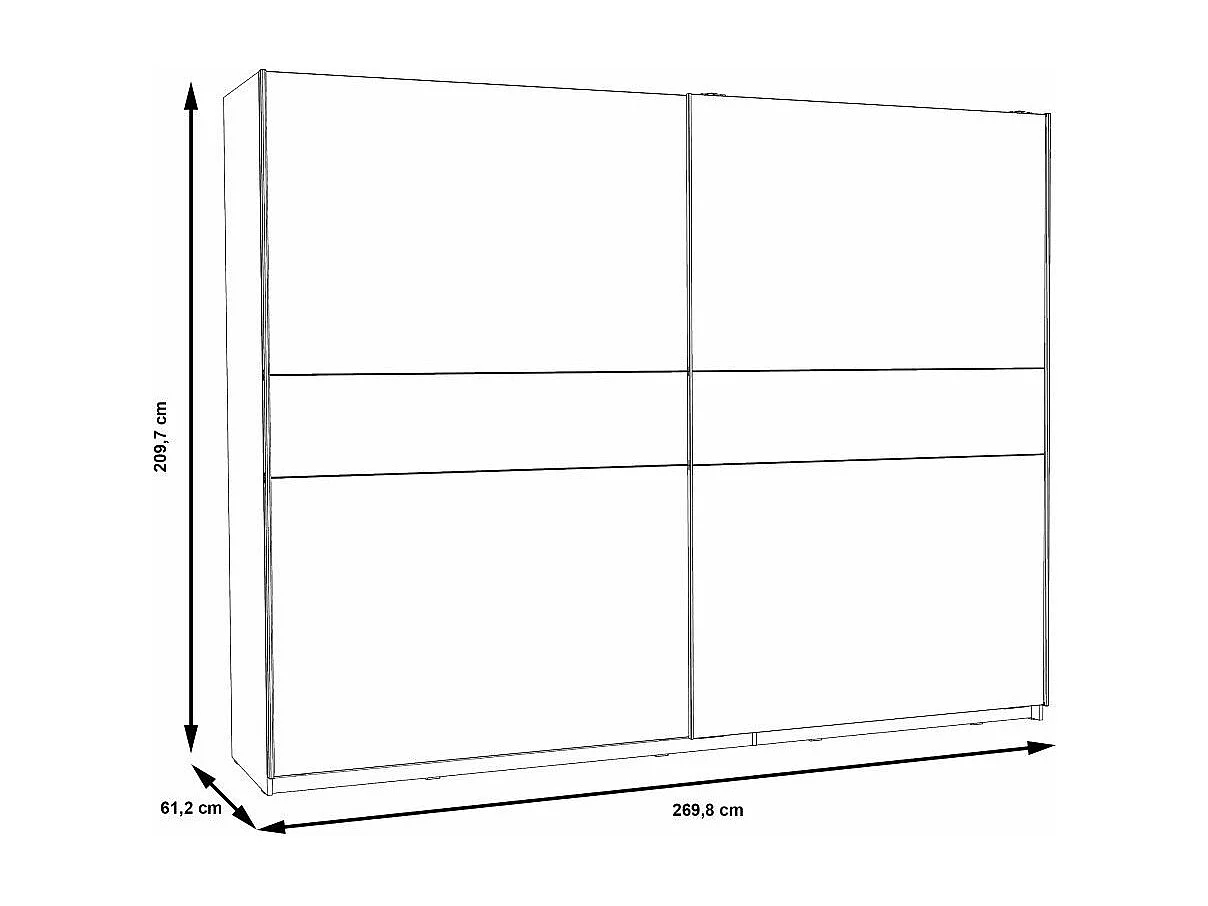 Armario de 210x270x61 cm de melamina con 2 puertas correderas en color roble Winter 270