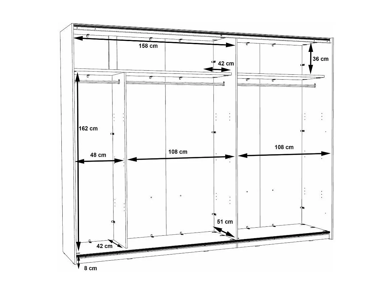 Armario de 210x270x61 cm de melamina con 2 puertas correderas en color roble Winter 270