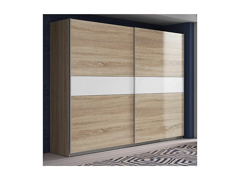 Armario de 210x270x61 cm de melamina con 2 puertas correderas en color roble Winter 270