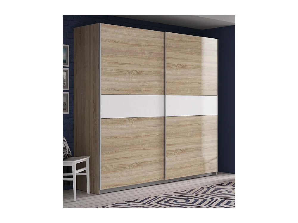 Armario de 210x220x61 cm de melamina con 2 puertas correderas en color roble Winter 220