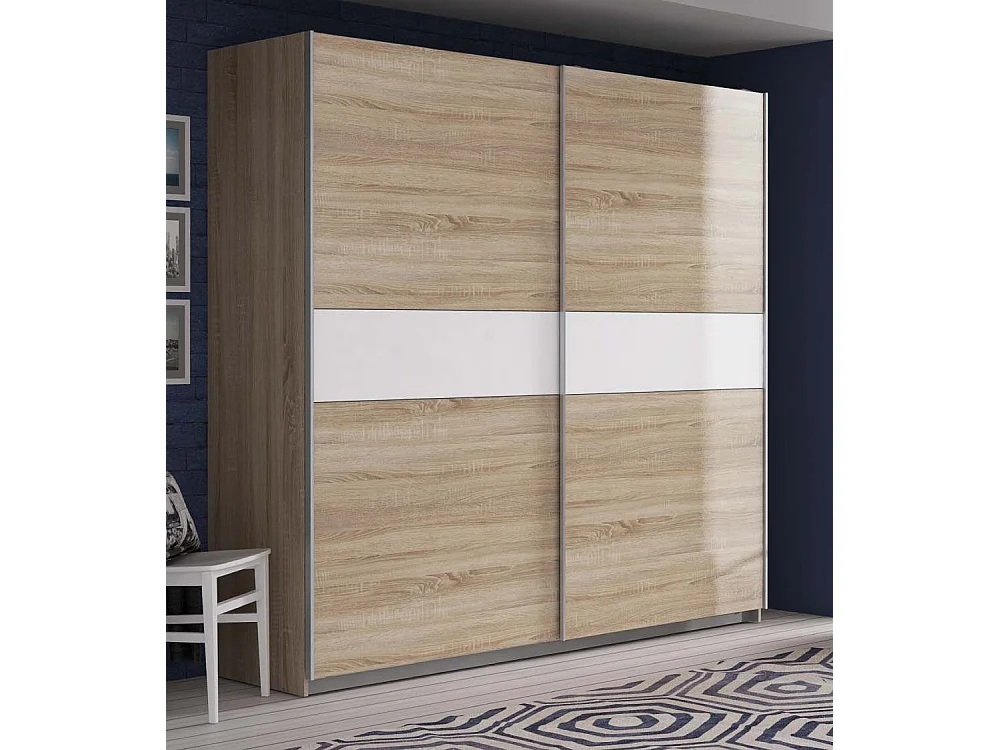 Armario de 210x220x61 cm de melamina con 2 puertas correderas en color roble Winter 220