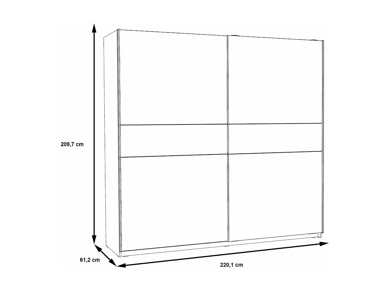 Armario de 210x220x61 cm de melamina con 2 puertas correderas en color roble Winter 220