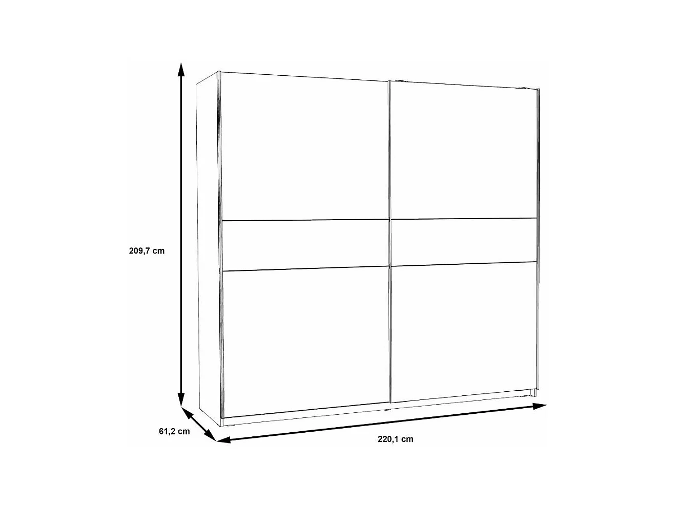 Armario de 210x220x61 cm de melamina con 2 puertas correderas en color blanco Winter 220