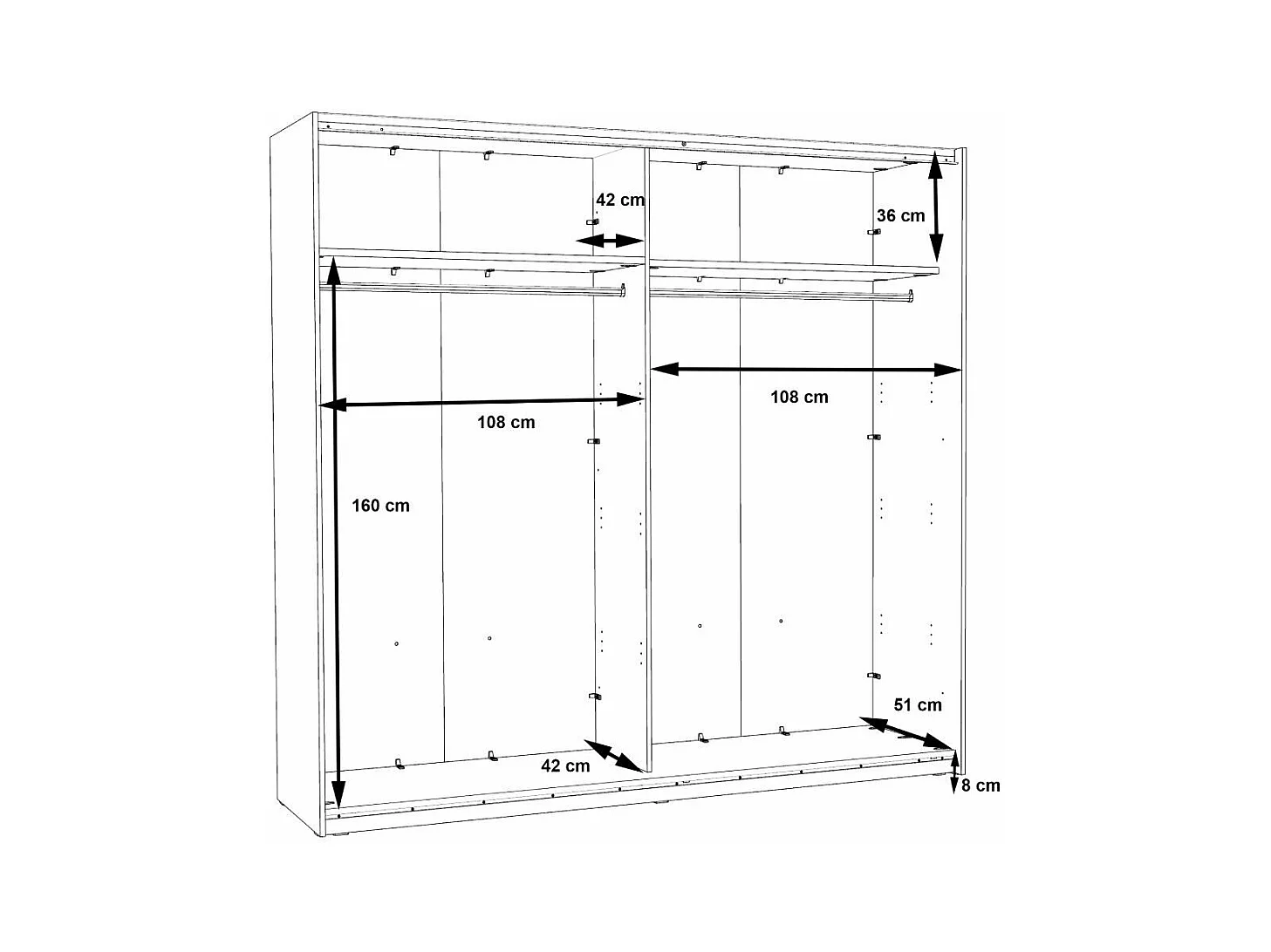 Armario de 210x220x61 cm de melamina con 2 puertas correderas en color blanco Winter 220