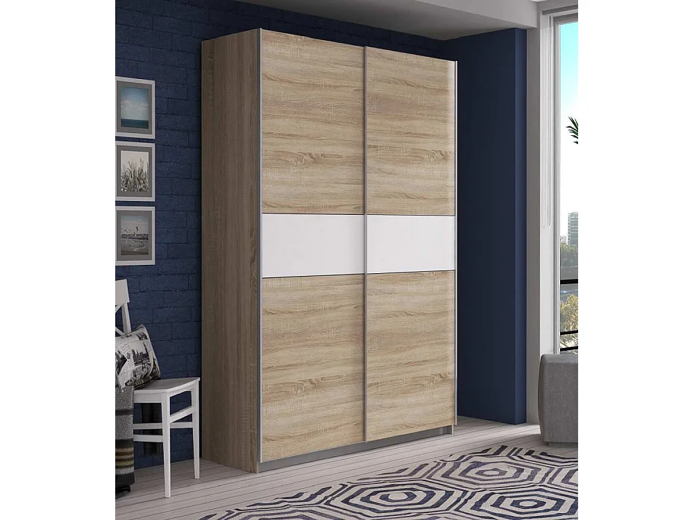 Armario de 210x120x61 cm de melamina con 2 puertas correderas en color roble Winter 120