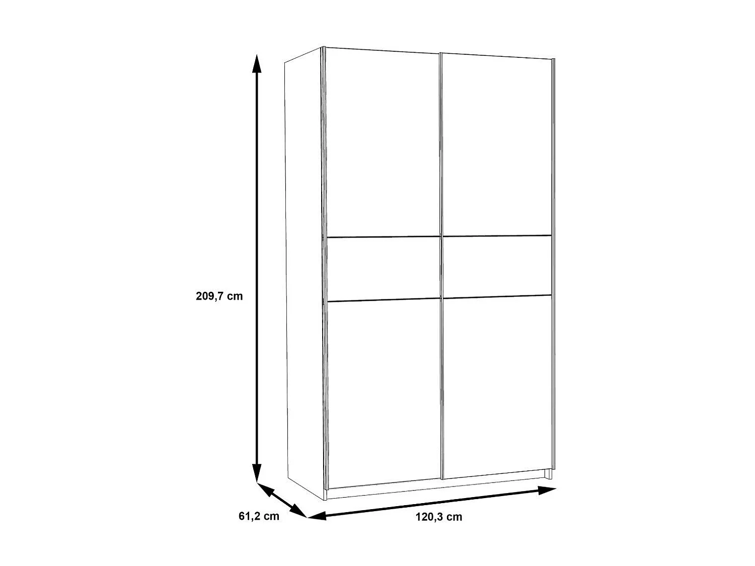 Armario de 210x120x61 cm de melamina con 2 puertas correderas en color roble Winter 120