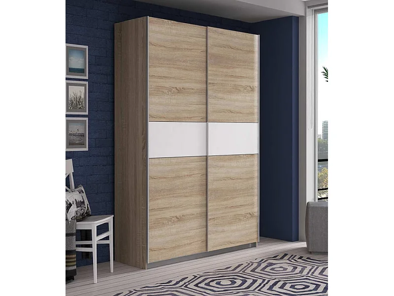 Armario de 210x120x61 cm de melamina con 2 puertas correderas en color roble Winter 120