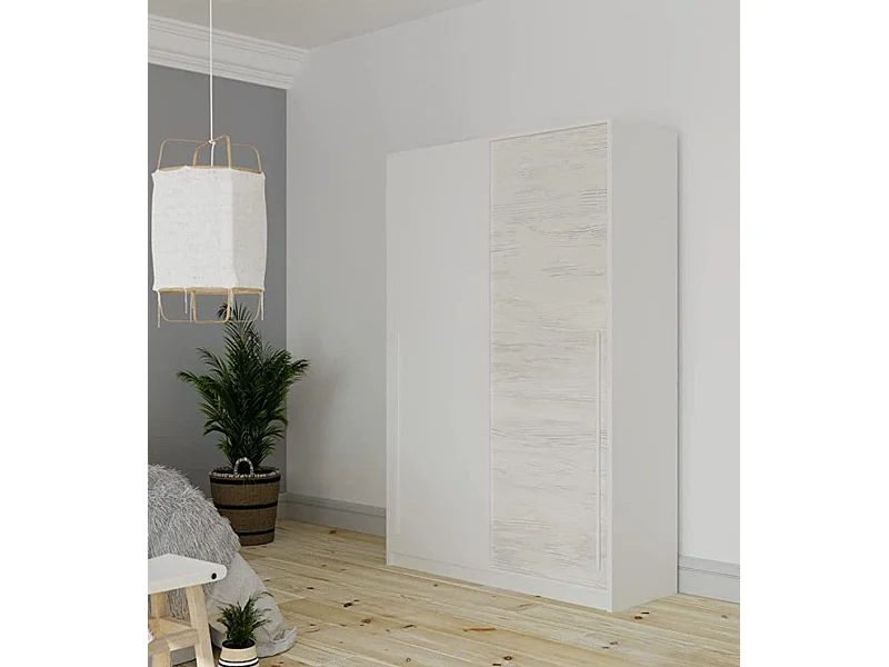 Armario ropero de 200x120x50 cm con 2 puertas correderas y tiradores en color blanco Billy
