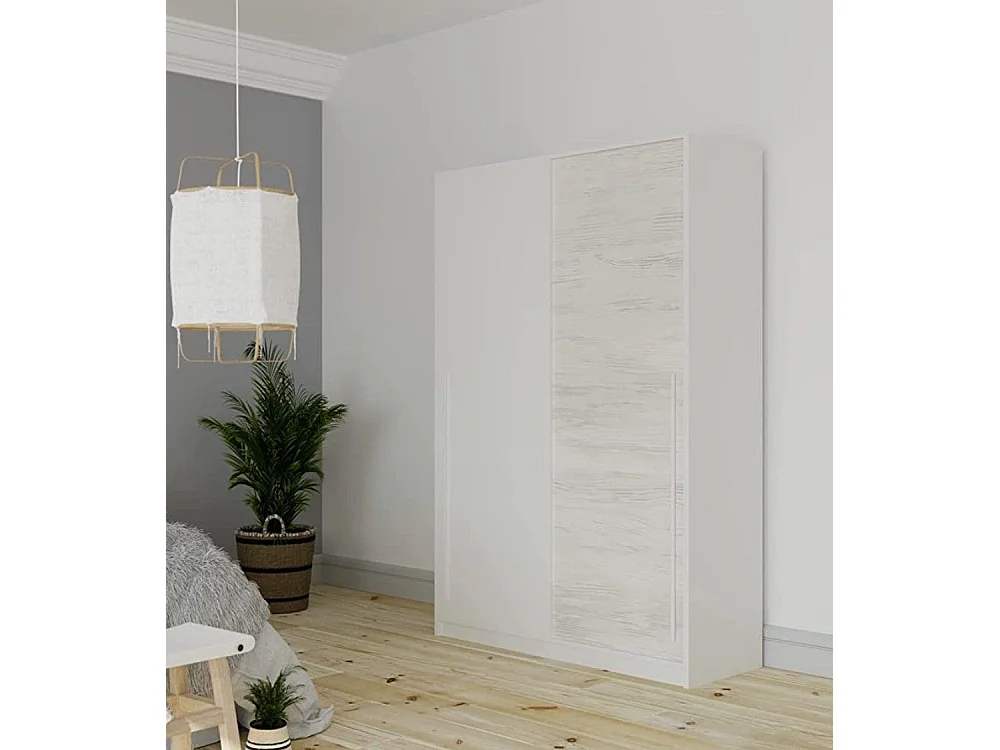 Armario ropero de 200x120x50 cm con 2 puertas correderas y tiradores en color blanco Billy