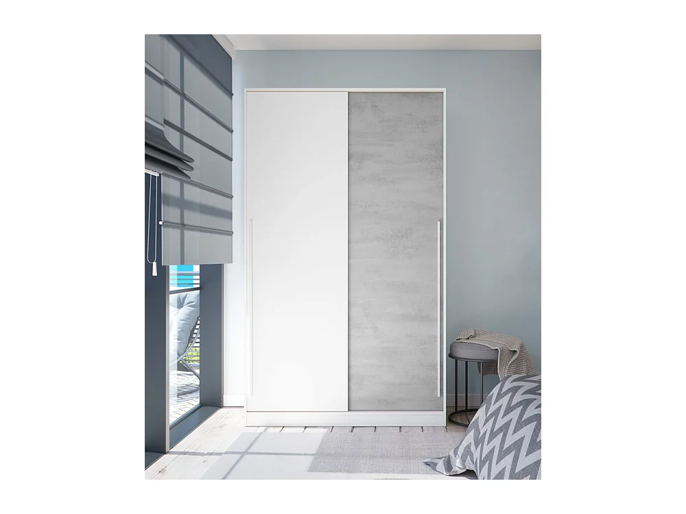 Armario juvenil de 200x120x50 cm con puertas correderas y guías metálicas en blanco India