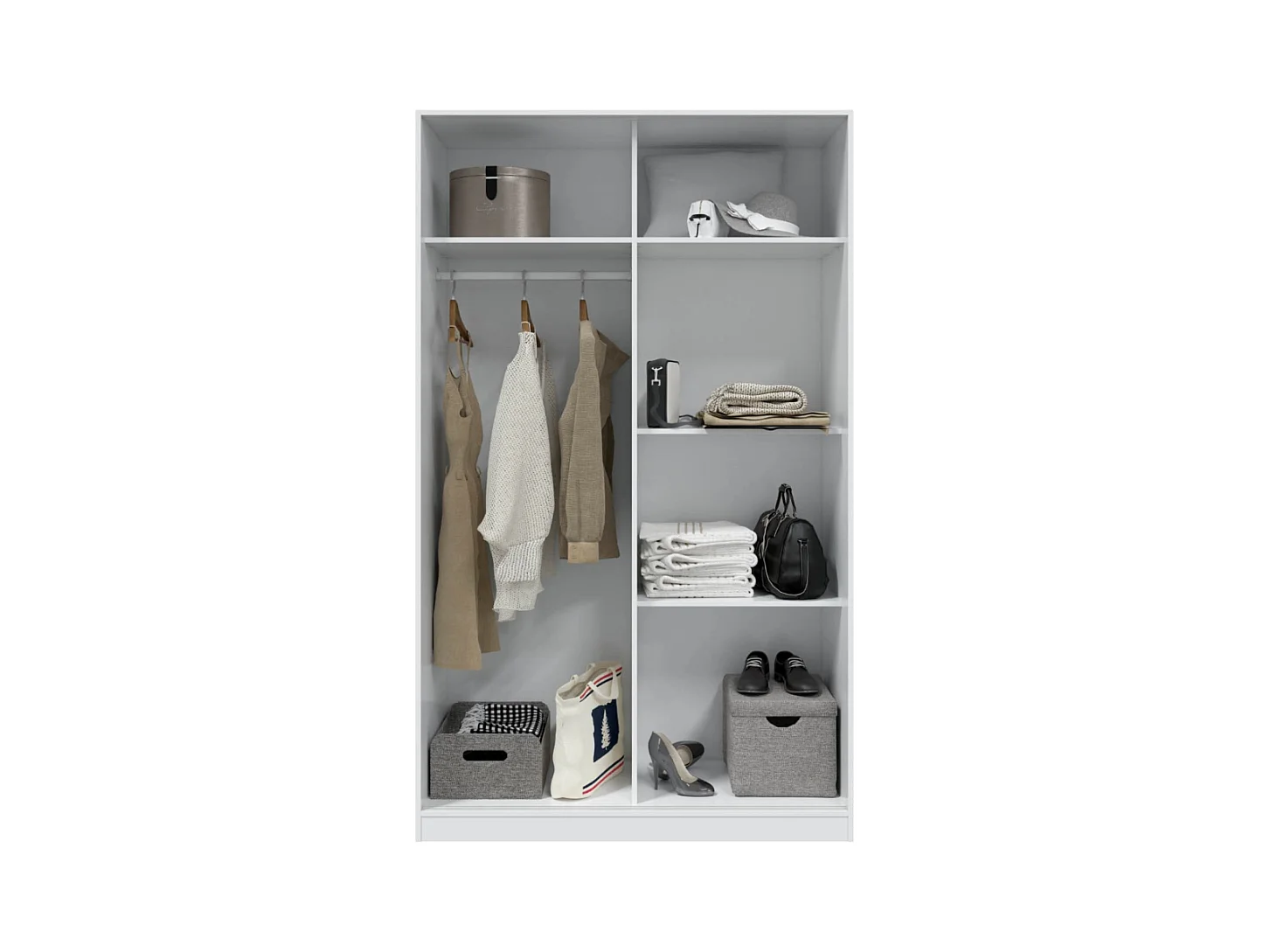 Armario juvenil de 200x120x50 cm con puertas correderas y guías metálicas en blanco India