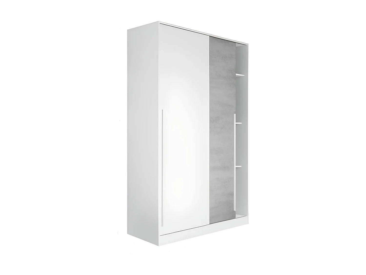 Armario juvenil de 200x120x50 cm con puertas correderas y guías metálicas en blanco India