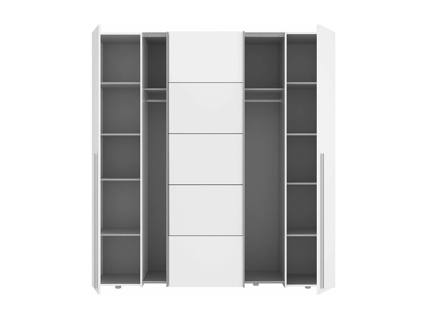 Armario ropero de 210x200x61 cm don 2 puertas correderas y 2 abatibles en blanco Aragon