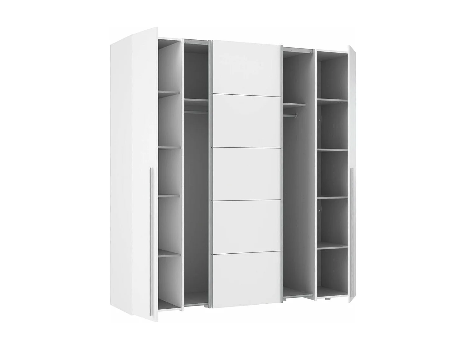 Armario ropero de 210x200x61 cm don 2 puertas correderas y 2 abatibles en blanco Aragon