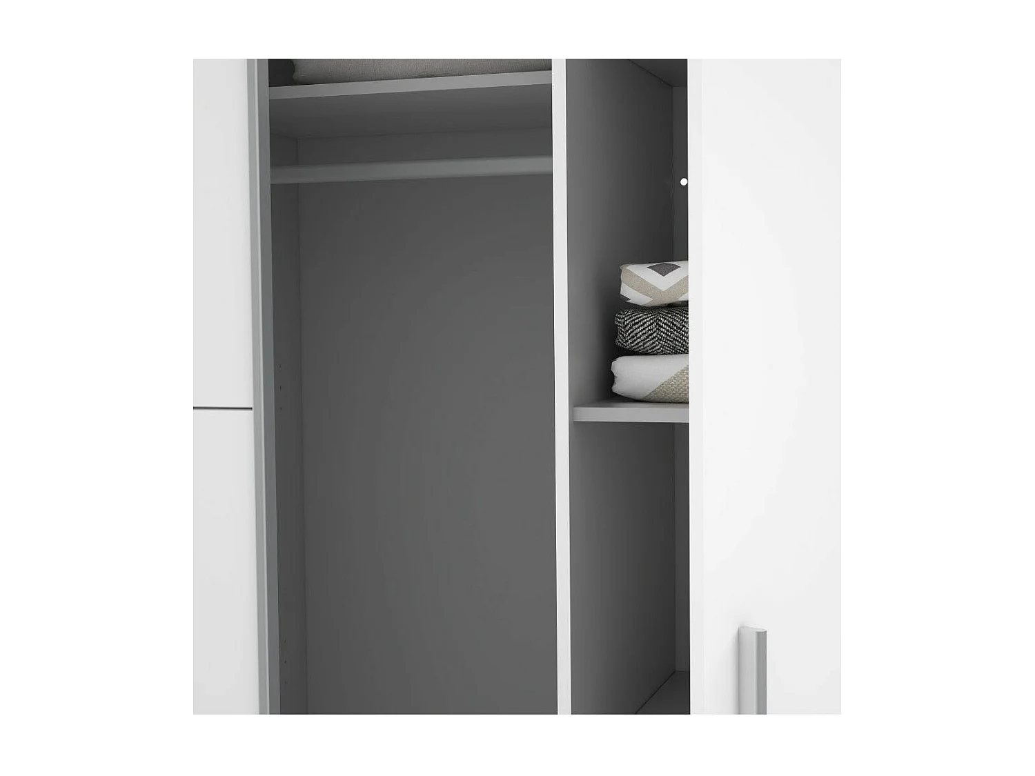 Armario ropero de 210x200x61 cm don 2 puertas correderas y 2 abatibles en blanco Aragon