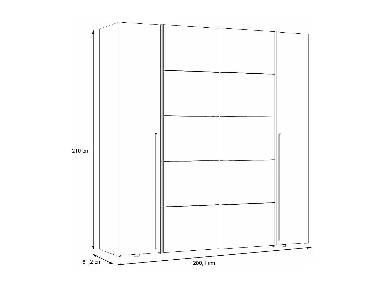 Armario ropero de 210x200x61 cm don 2 puertas correderas y 2 abatibles en blanco Aragon
