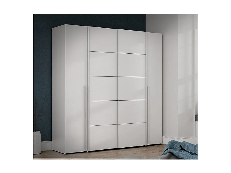 Armario ropero de 210x200x61 cm don 2 puertas correderas y 2 abatibles en blanco Aragon