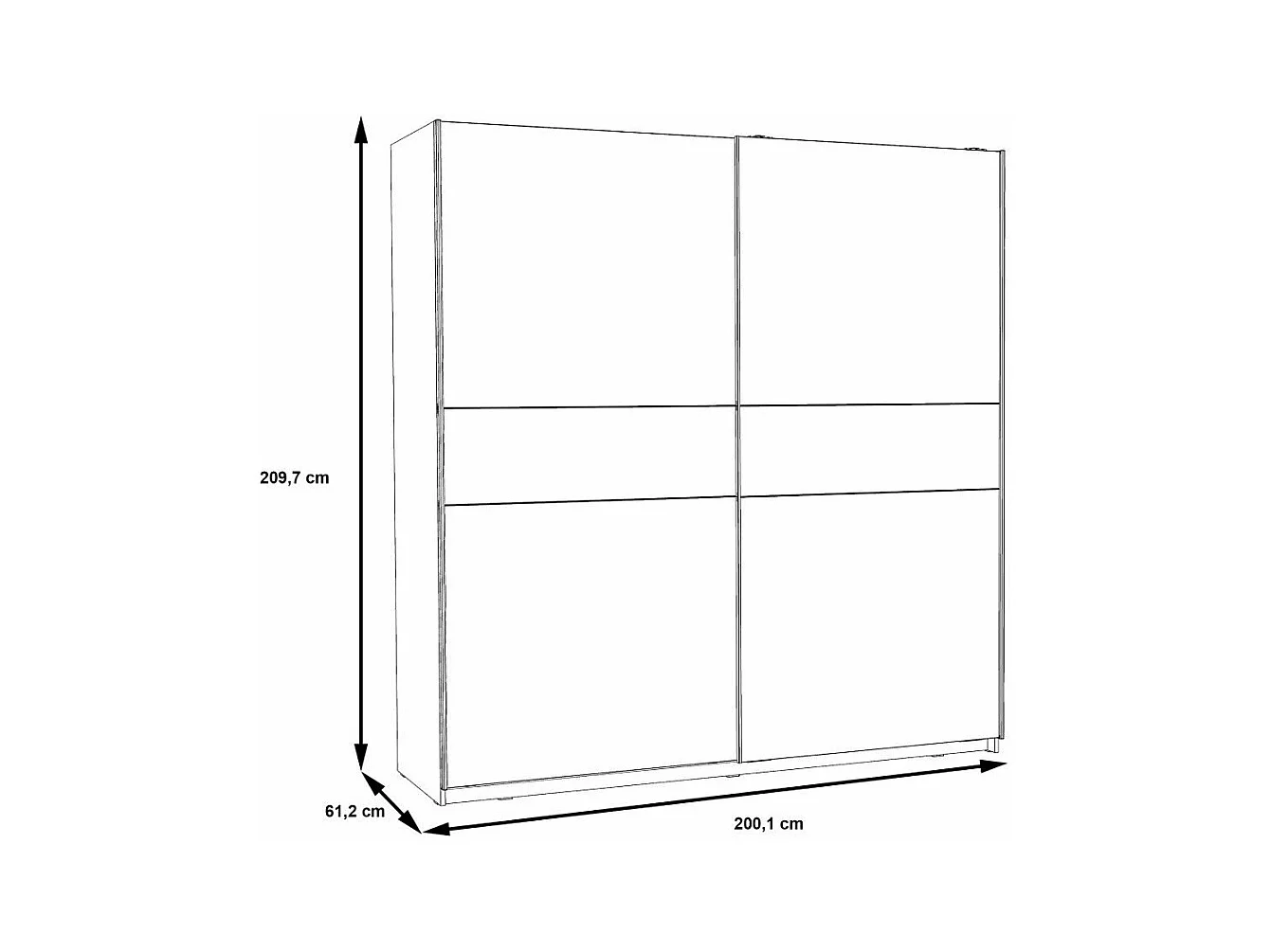 Armario de 210x200x61 cm de melamina con 2 puertas correderas en color blanco Winter 200