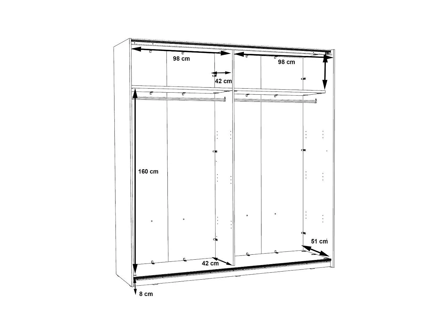Armario de 210x200x61 cm de melamina con 2 puertas correderas en color blanco Winter 200