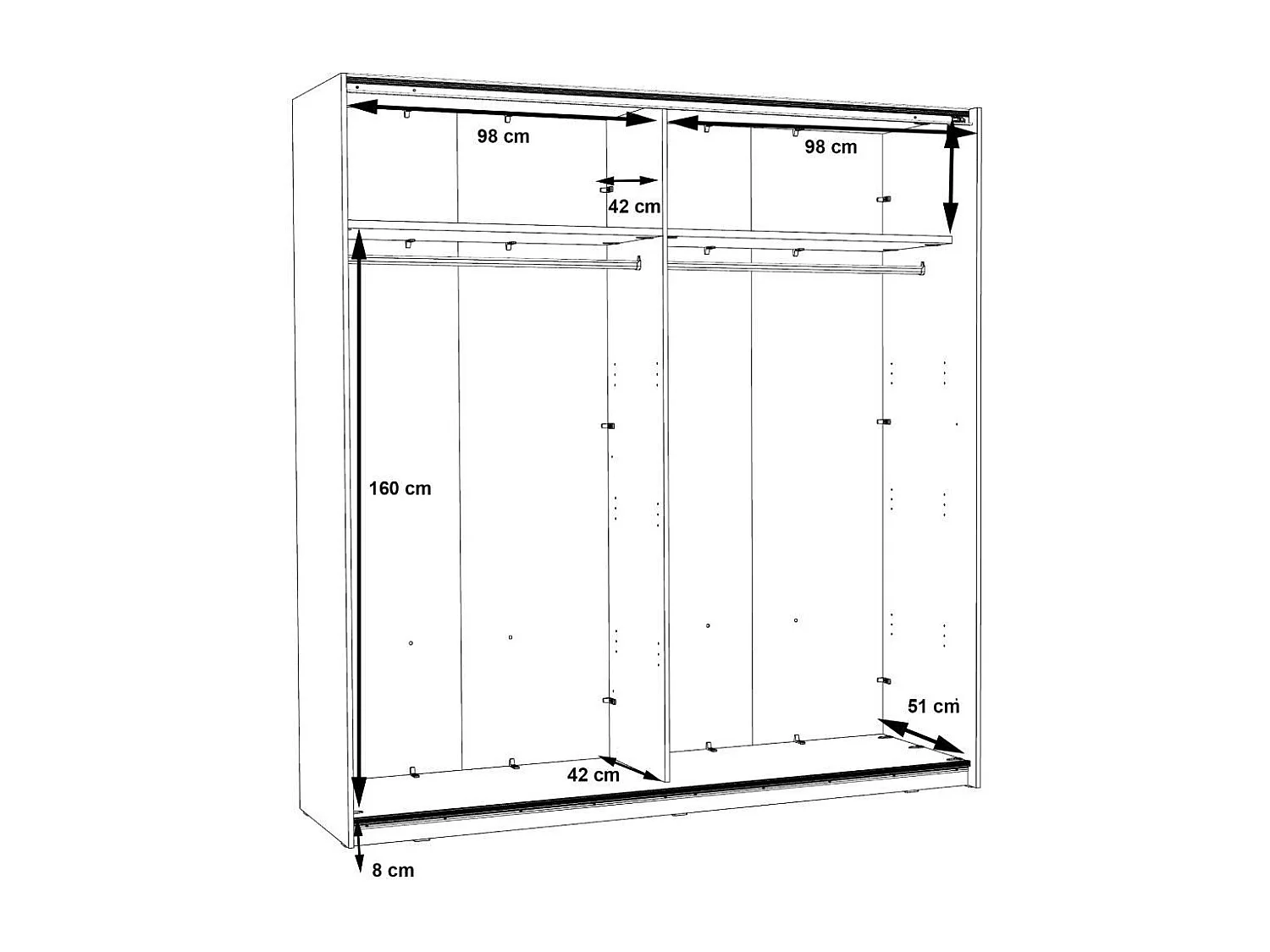 Armario de 210x200x61 cm de melamina con 2 puertas correderas en color blanco Winter 200