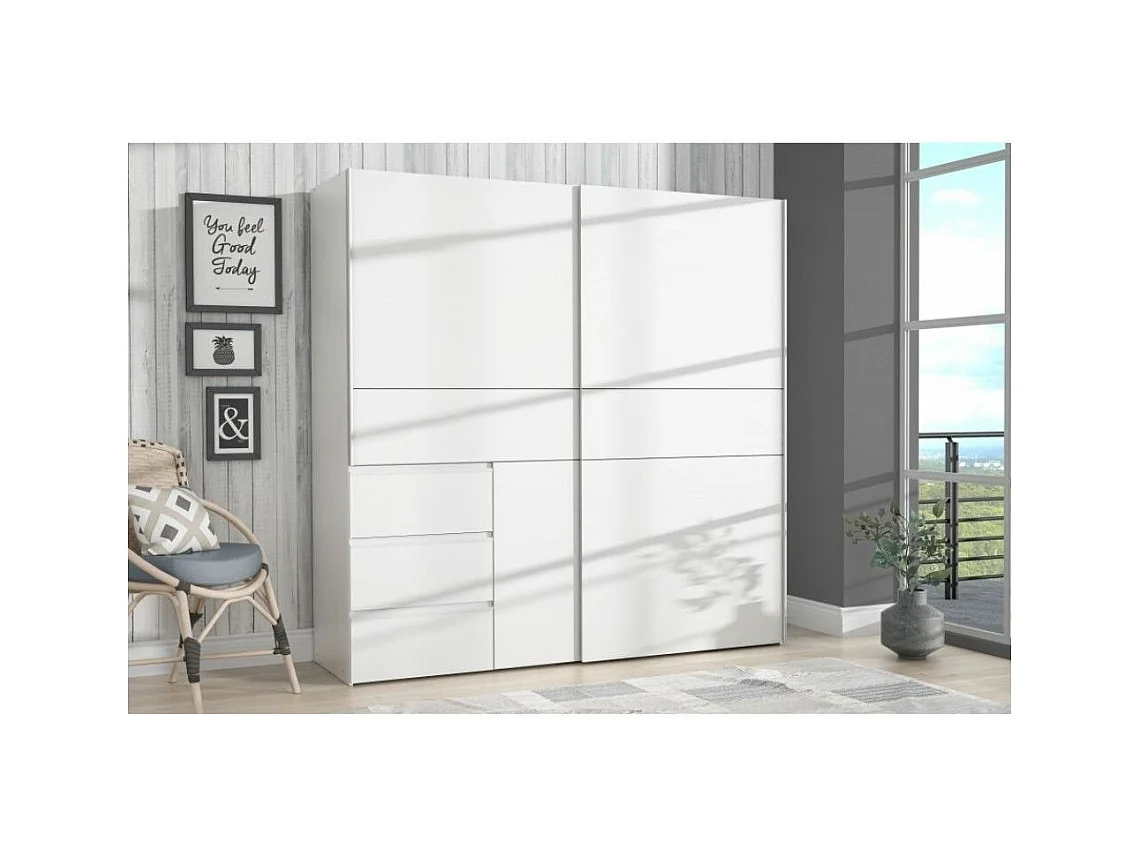 Armario de 201x170x61 cm con 2 puertas correderas en color blanco Winter2 200 + cajonera
