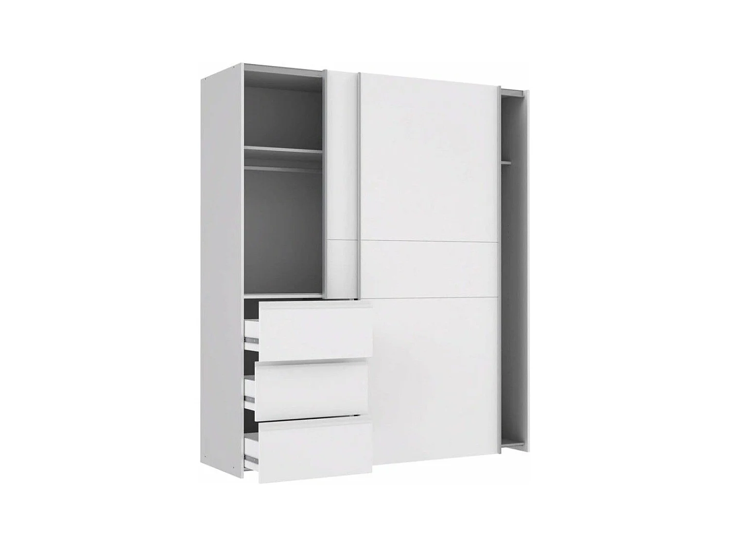 Armario de 201x170x61 cm con 2 puertas correderas en color blanco Winter2 200 + cajonera