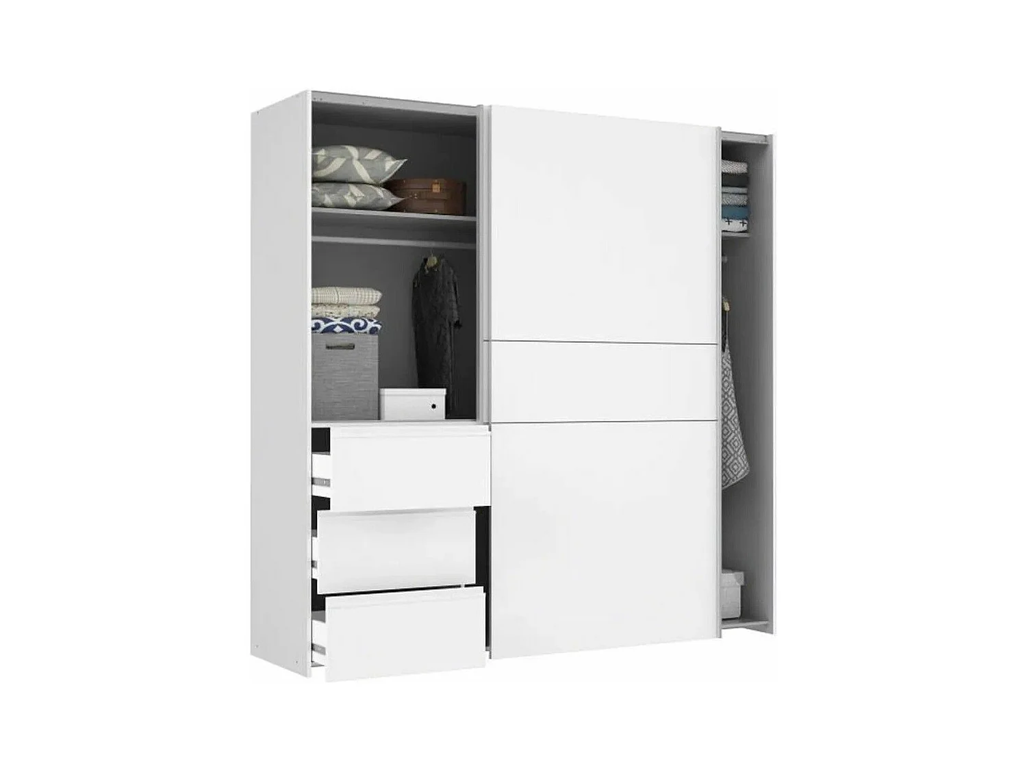 Armario de 201x170x61 cm con 2 puertas correderas en color blanco Winter2 200 + cajonera