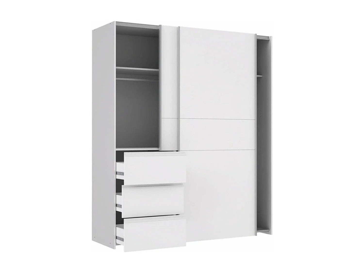 Armario de 201x170x61 cm con 2 puertas correderas en color blanco Winter2 200 + cajonera