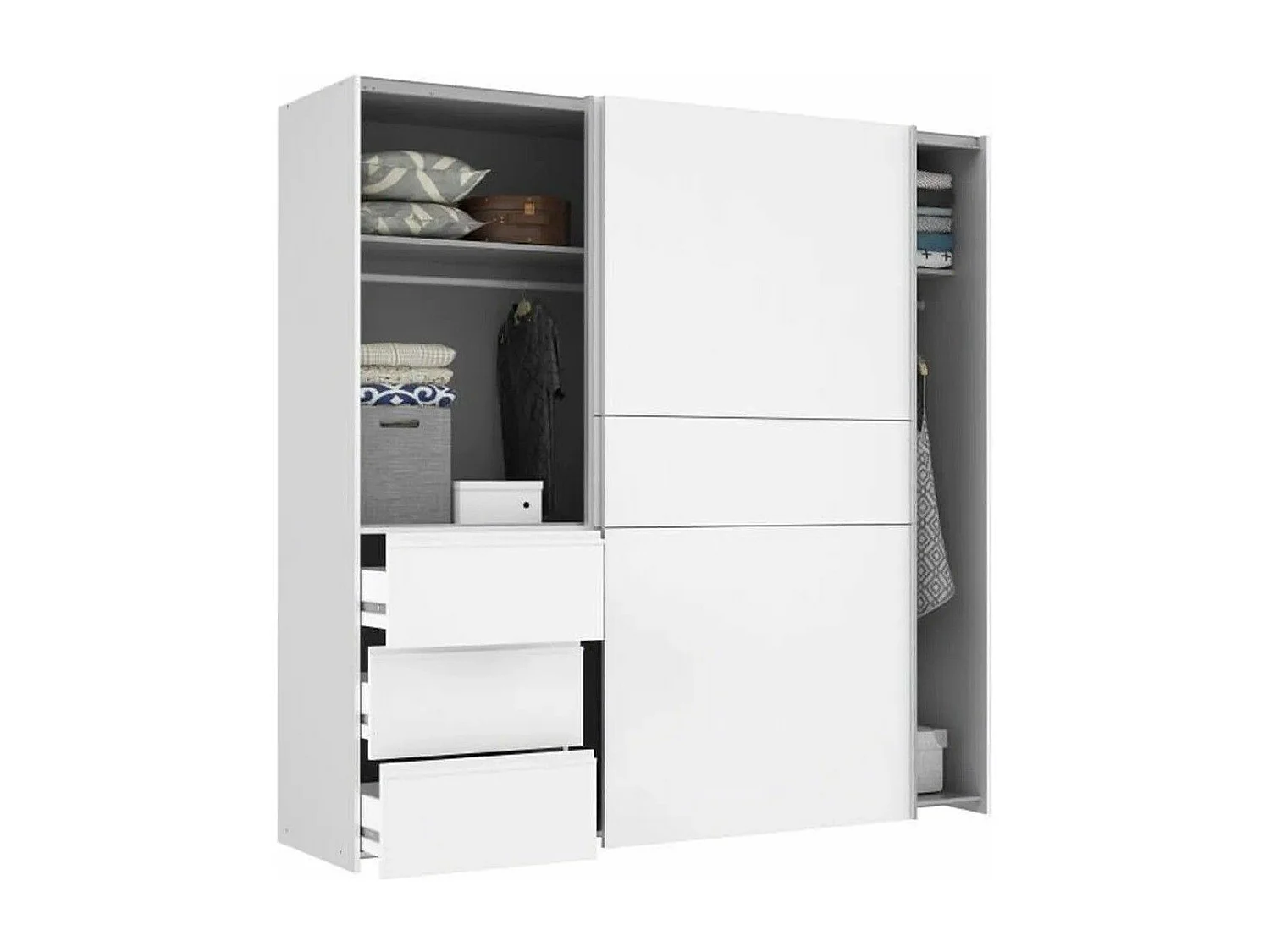 Armario de 201x200x61 cm con 2 puertas correderas en color blanco Winter2 200 + cajonera