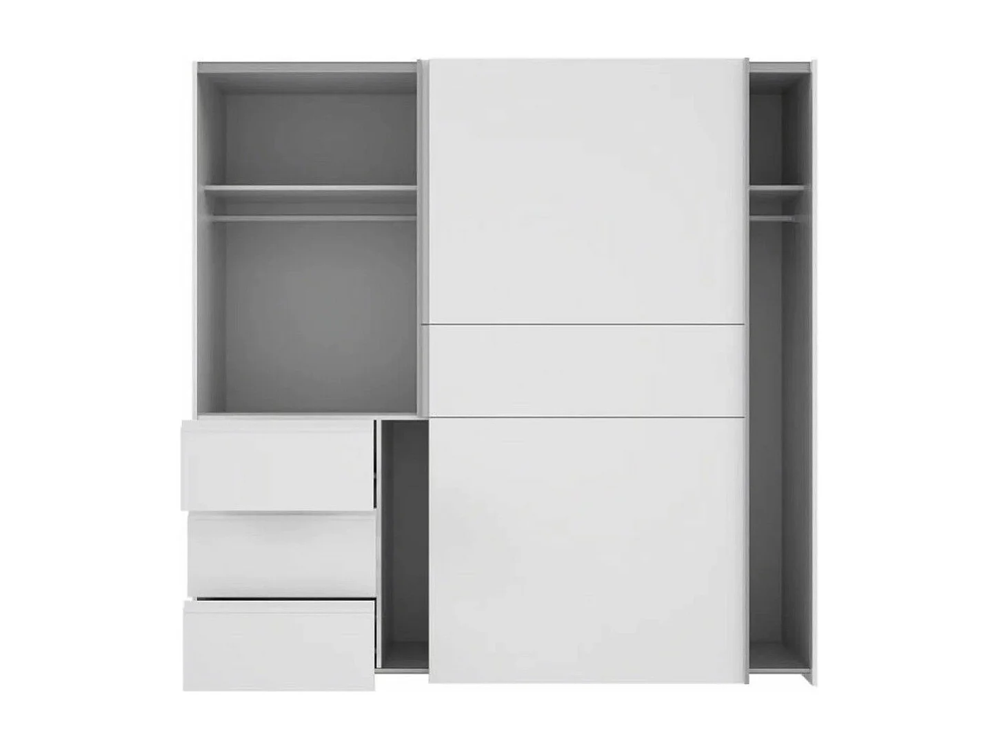 Armario de 201x200x61 cm con 2 puertas correderas en color blanco Winter2 200 + cajonera