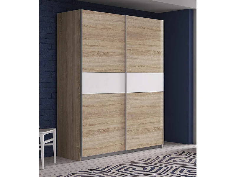 Armario de 210x170x61 cm de melamina con 2 puertas correderas en color roble Winter 170