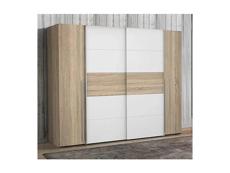 Armario ropero de 210x270x61 cm don 2 puertas correderas y 2 abatibles en roble Aragon