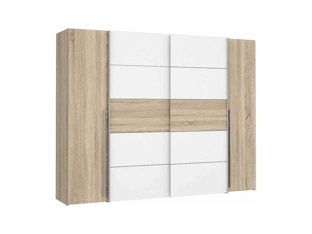 Armario ropero de 210x270x61 cm don 2 puertas correderas y 2 abatibles en roble Aragon