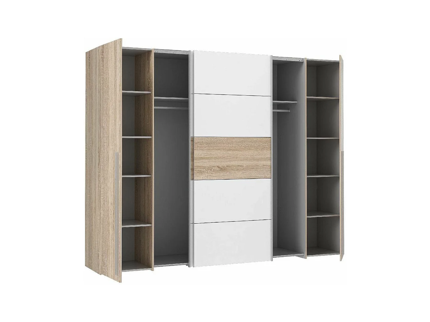 Armario ropero de 210x270x61 cm don 2 puertas correderas y 2 abatibles en roble Aragon