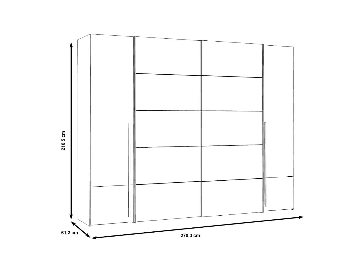 Armario ropero de 210x270x61 cm don 2 puertas correderas y 2 abatibles en roble Aragon