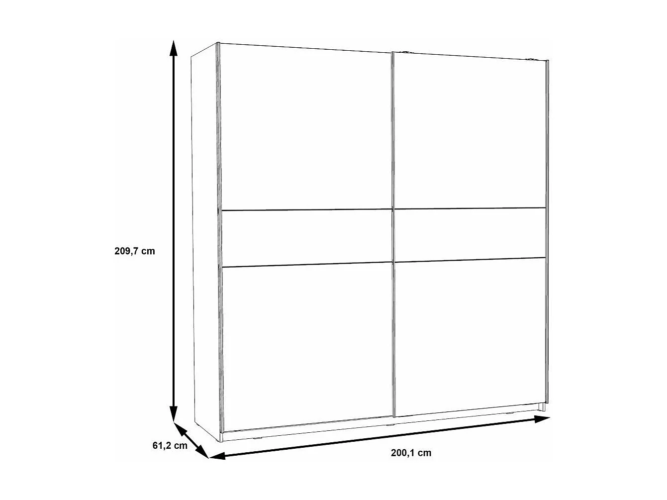 Armario de 210x200x61 cm de melamina con 2 puertas correderas en color roble Winter 200