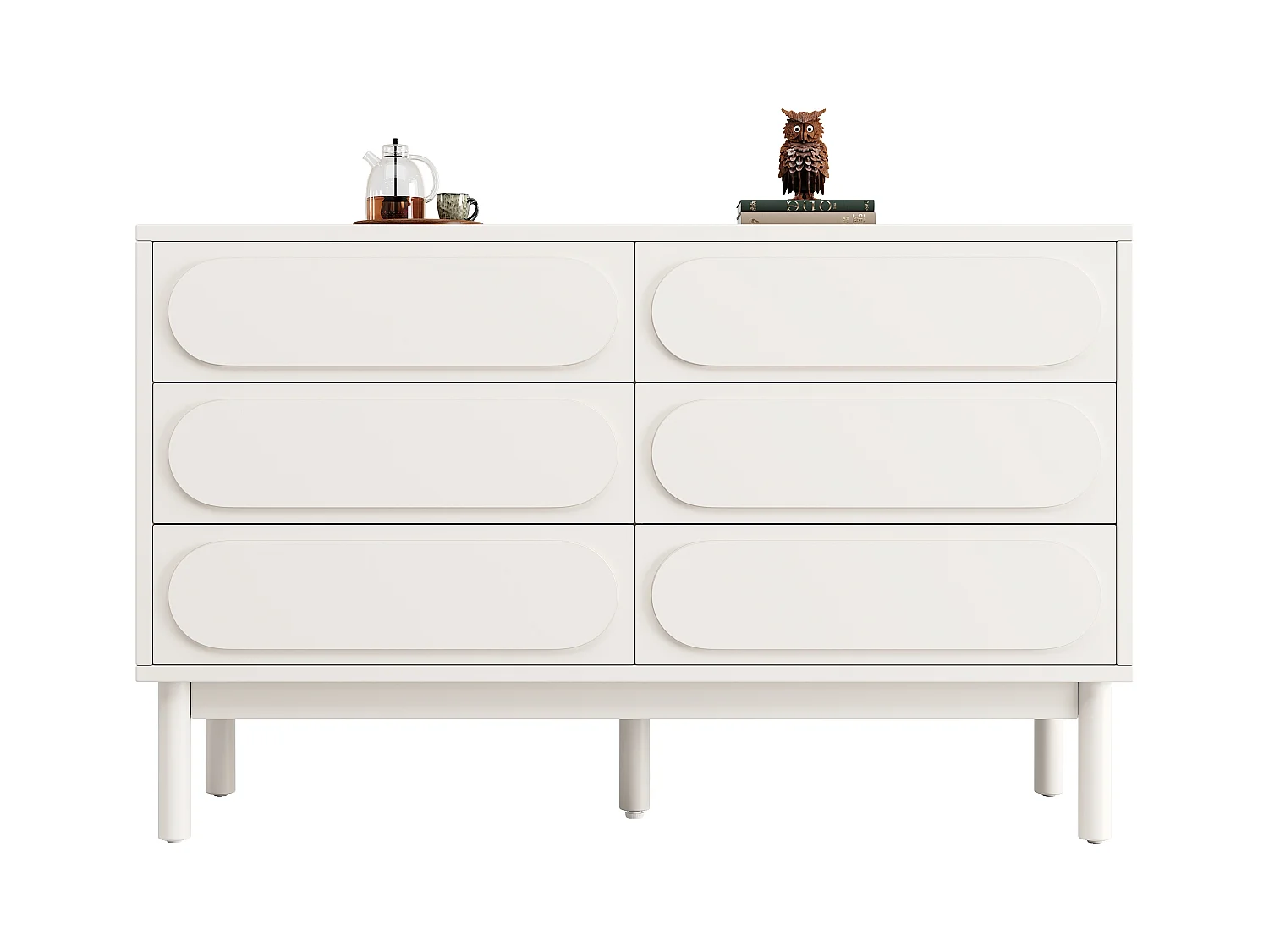 Buffet moderne 120x40x75cm - avec 6 tiroirs - MDF - blanc