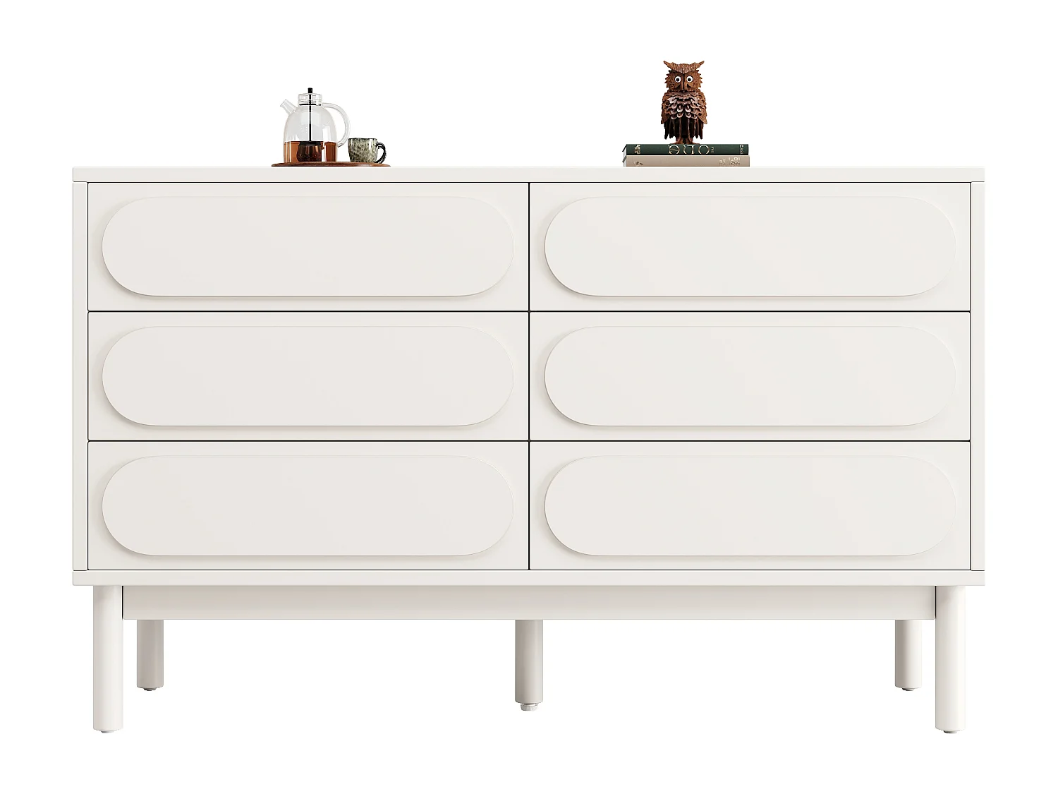 Nowoczesna kredens 120×40×75 cm - z 6 szufladami - MDF - biały