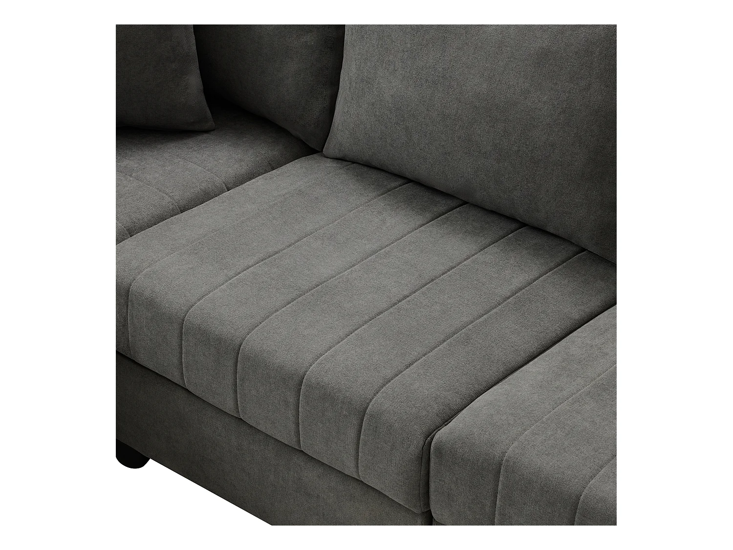 Sofá de esquina contemporáneo - 5 plazas - con reposapiés convertible - forma en L - gris