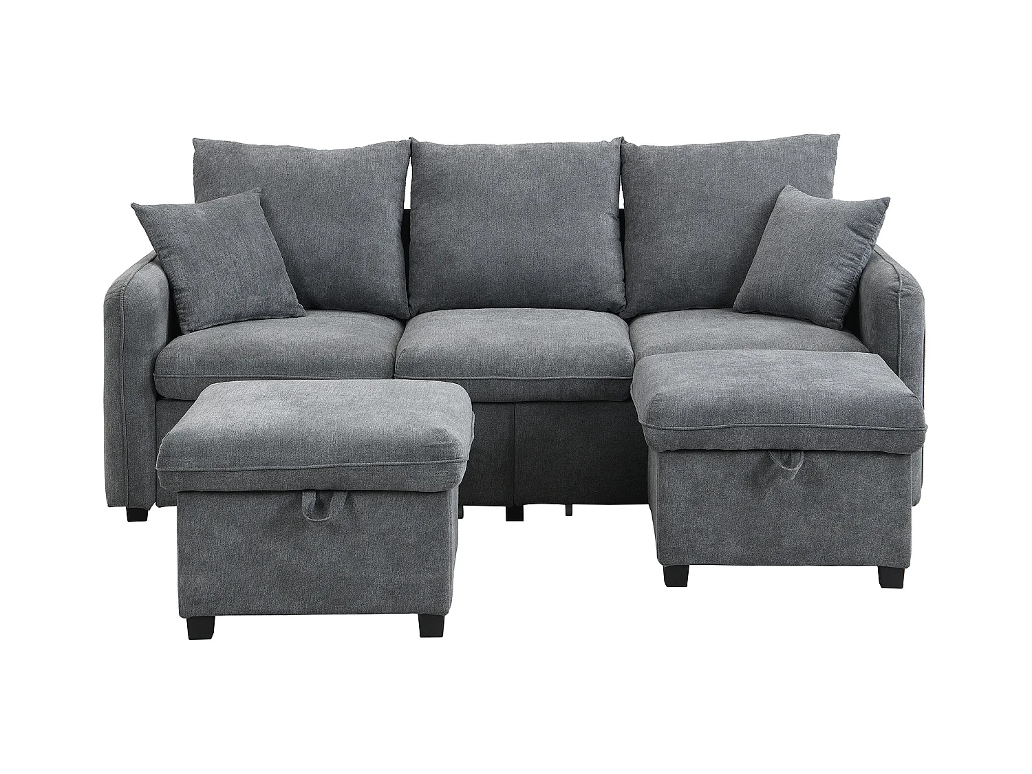 U-förmige multifunktionale Ecksofa - 3 Plätze - mit Aufbewahrungsfunktion - mit Schubladen - grau