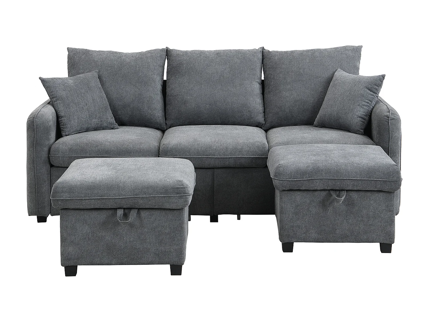 U-förmige multifunktionale Ecksofa - 3 Plätze - mit Aufbewahrungsfunktion - mit Schubladen - grau