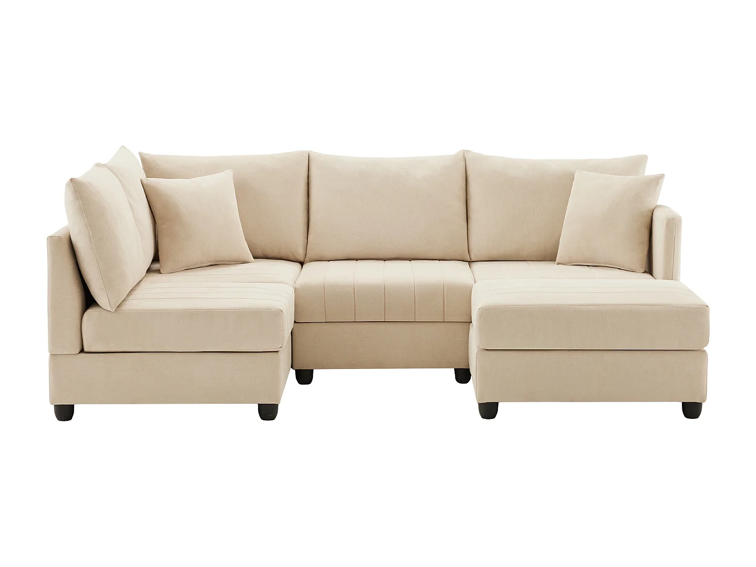 Divano angolare contemporaneo - 5 posti - con poggiapiedi convertibile - forma a L - beige