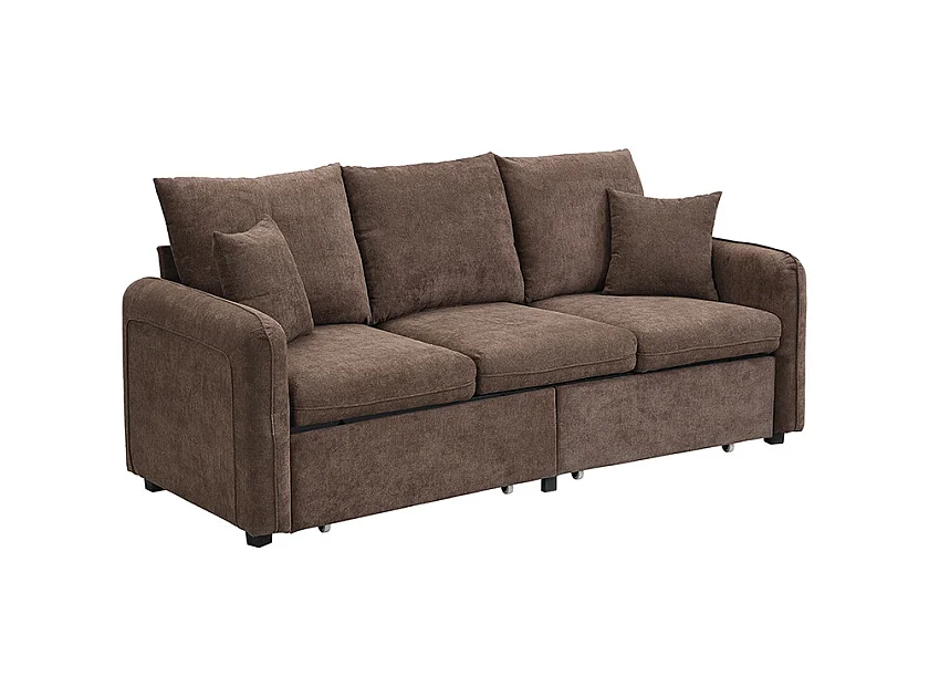 Canapé d'angle multifonction en U - 3 places - avec fonction rangement - avec tiroirs - marron