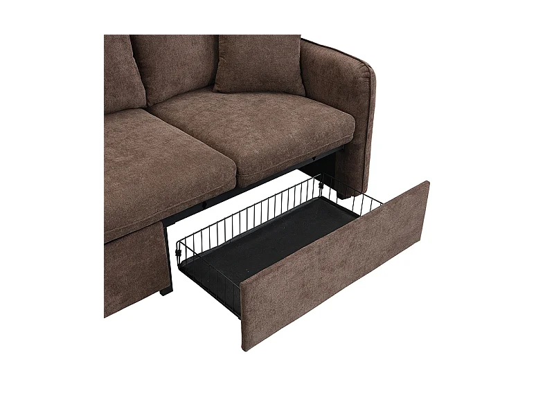 Canapé d'angle multifonction en U - 3 places - avec fonction rangement - avec tiroirs - marron